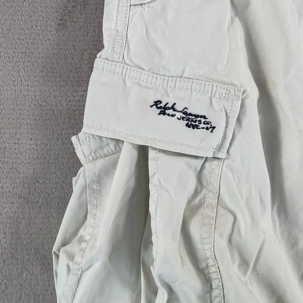 Polo Jeans Ralph Lauren Military Paratrooper Cargo‎ Pants Men 38x31 Ivory 2060A